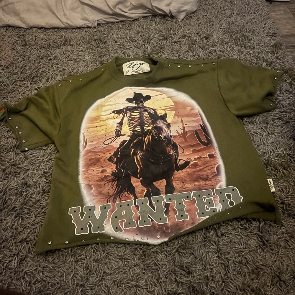 Kids Green 'Wanted' Cowboy Graphic Tee